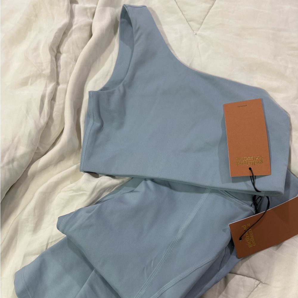 One-Shoulder Blue Activewear Set